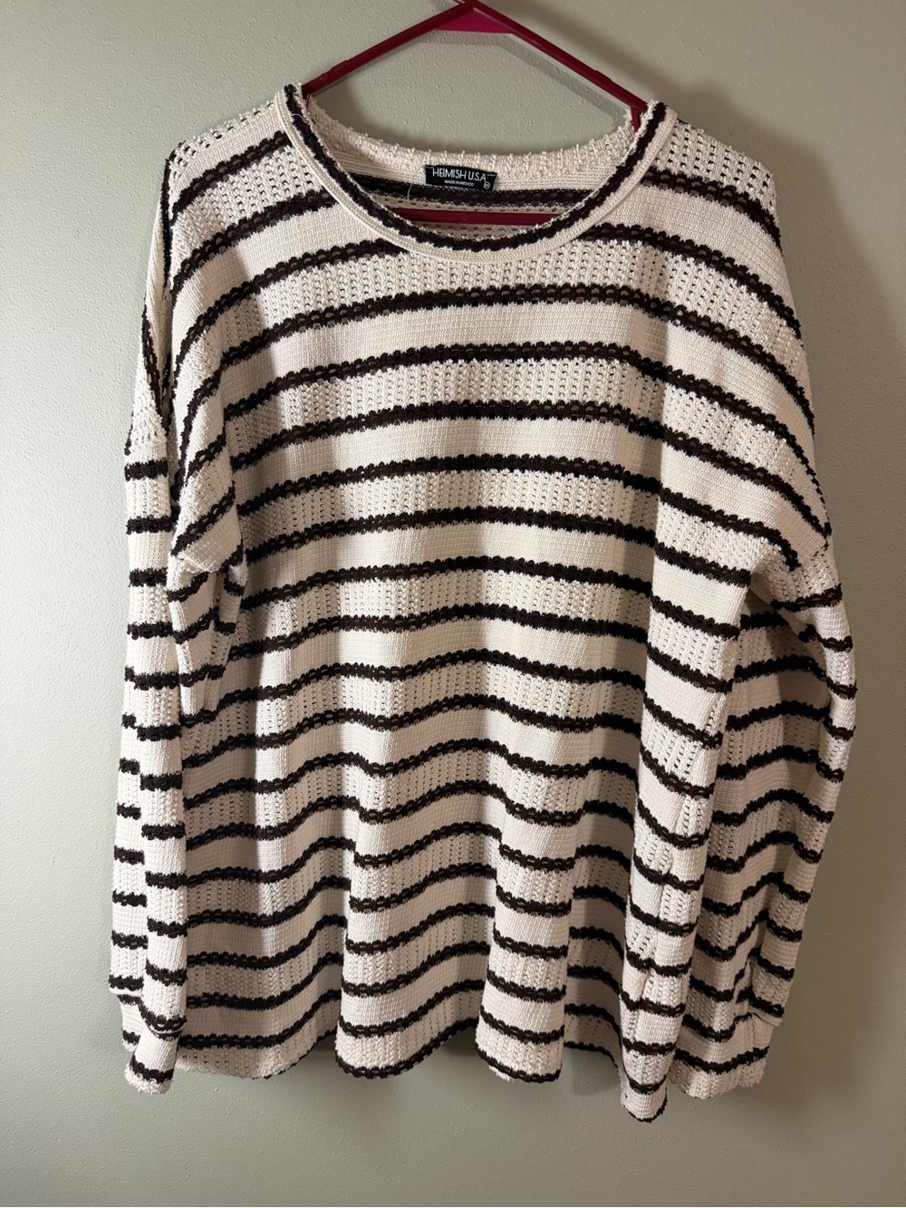 HEIMISH USA Cream Sweater with Brown Stripes